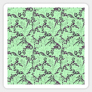 William Morris Wallflower Pattern Green on Purple Sticker